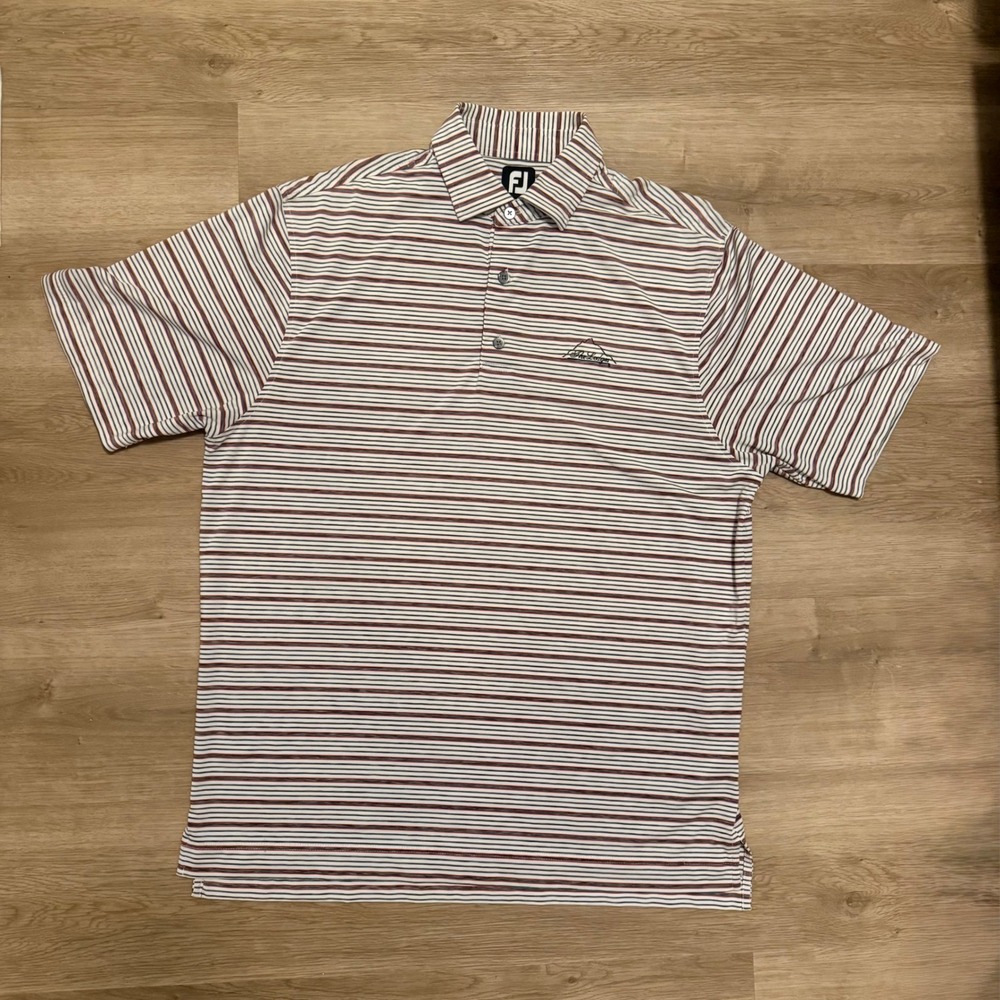 FootJoy Mens The Ledges Golf Polo Shirt Large Striped Short Sleeve FJ ProDry